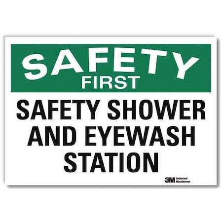 Lyle U7-1245-RD_7X5 - Safety First Safety Shower And Eyewash Station, 5 in x 7 in, Reflective Sheeting, U7-1245-RD_7 X5