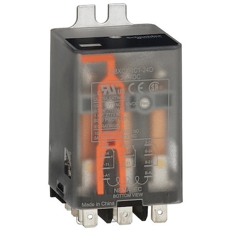 Schneider Electric 788XCXRC1-24D - Flange Mount Relay, 24 VDC, 10 A, 11 Pins