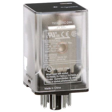 Schneider Electric 750XBXRC-24A - Plug-In, General Purpose Relay, Octal, 10 A, 8 Pins, Pin