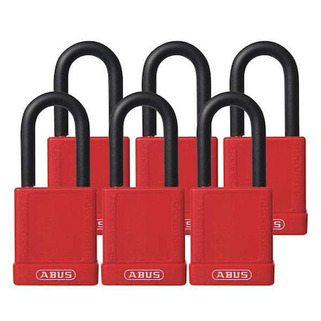 Abus 74/40 KAX6 RED - Lockout Padlock, Keyed Alike, Plastic-Covered Aluminum, Red, 1 1/2 in Shackle Height, 1 No. of Keys