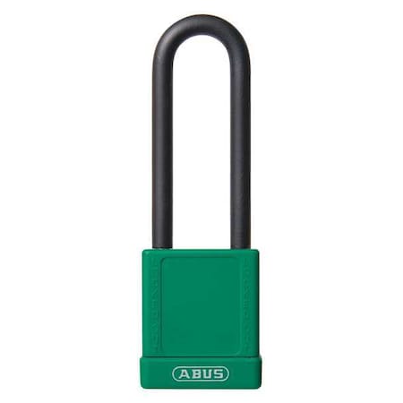 Abus 74HB/40-75 KA GREEN - Lockout Padlock, Keyed Alike, Plastic-Covered Aluminum, Green, 1 1/2 in Shackle Height