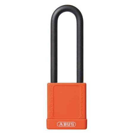 Abus 74HB/40-75 KA ORANGE - Lockout Padlock, Keyed Alike, Plastic-Covered Aluminum, Orange, 1 1/2 in Shackle Height