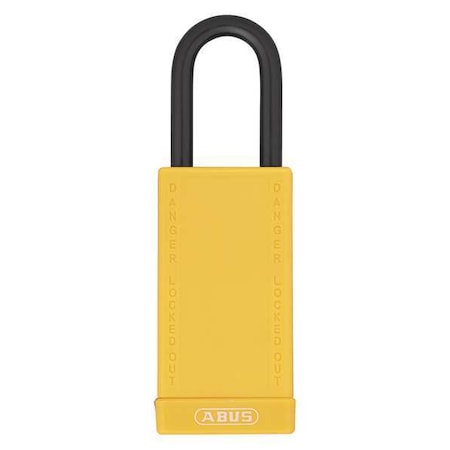 Abus 74LB/40 KA YELLOW - Lockout Padlock, Keyed Alike, Plastic-Covered Aluminum, Yellow, 1 1/2 in Shackle Height