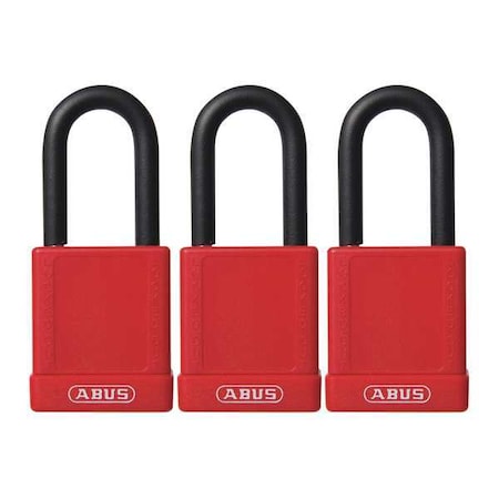 Abus 74/40 KAX3 RED - Lockout Padlock, Keyed Alike, Plastic-Covered Aluminum, Red, 1 1/2 in Shackle Height, 1 No. of Keys