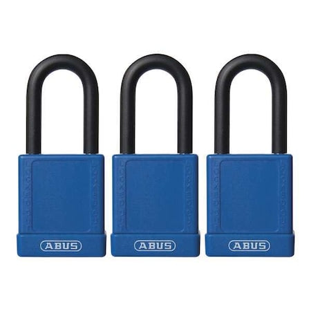 Abus 74/40 KAX3 BLUE - Lockout Padlock, Keyed Alike, Plastic-Covered Aluminum, Blue, 1 1/2 in Shackle Height, 3 PK