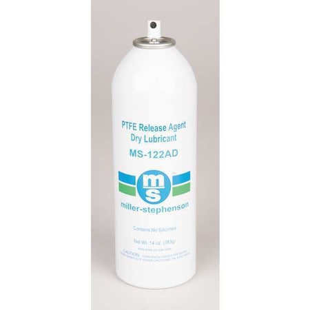 Miller Stephenson MS-122AD - Lubricant, 13.5 oz, Aerosol Spray Can, PTFE Base, 600 Degrees F Max Op Temp, White, MS-122 AD Series