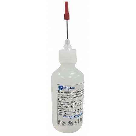 Krytox LDN143AC - Lubricant, 4 oz, Needle Nose Bottle, PFPE Base, 550 Degrees F Max Op Temp, Colorless, 143 AC Series