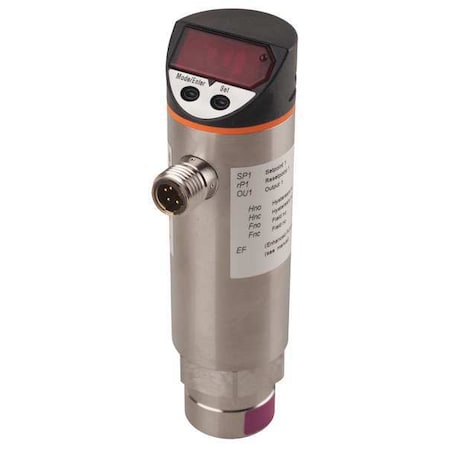 Ifm PN4229 - Pressure Switch, Standard, SPST, 1/4 in NPT, -30 to 30 in Hg Range, Stainless Steel