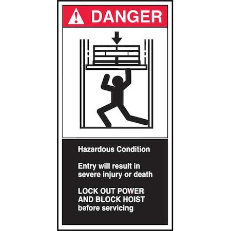 Accuform LECN173 - Danger Label,CEMA Hoist,6x3 in,Adhesive Vinyl,5/PK