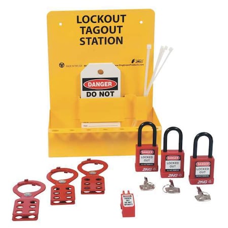 Zing 6063 - Lockout Station,Filled,Elctrical,3 Locks