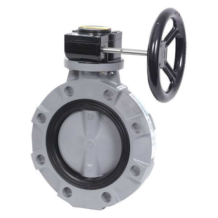 Hayward Flow Control BYV22080A0NG000 - Butterfly Valve, 8", CPVC/Nitrile, Gear Operated