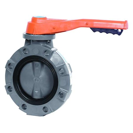 Hayward Flow Control BYV14040A0EL000 - Butterfly Valve, 4", PVC/PP/EPDM, Lever Handle