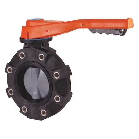 Hayward Flow Control BYV11025A0NLI00 - Butterfly Valve, 2-1/2", PVC/Nitrile, Lever Handle, 316-SS Lugs