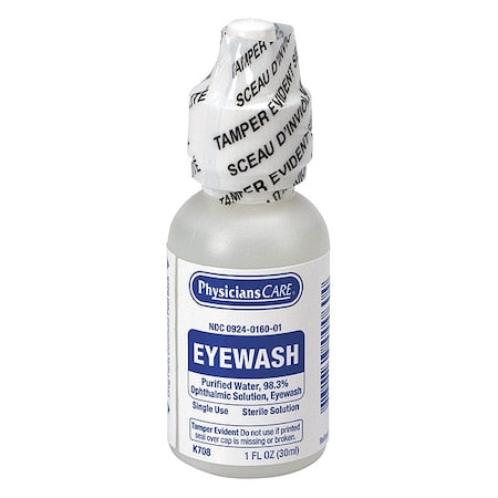 Physicianscare K708 - Single Use Eyewash Bottle 1 oz, Easy Flow Nozzle, Opthalmic Solution, 3 yr Shelf Life