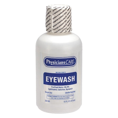 Physicianscare 24-101 - Single Use Eyewash Bottle, 16 oz, Easy Flow Nozzle, Opthalmic Solution, 3 yr Shelf Life