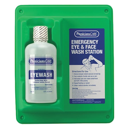 Physicianscare 24-202 - Single Use Eyewash Station, 32 oz Bottle, Wall Mount, Isotonic Buffered Solution