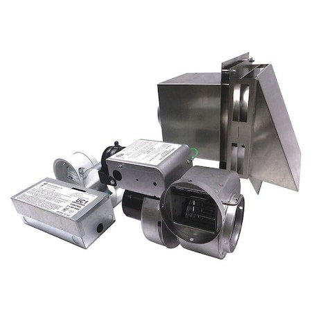 Tjernlund Products GPAK1 - Gas Heater Vent System, 120, Aluminized Steel, 10 1/4 in W, 8 in H, 4 Inlet and Outlet Dia.