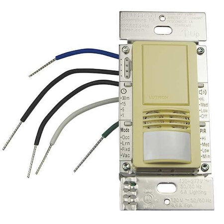 Lutron MS-A102-IV - Wall Mount Sensor, Occupancy, Vacancy, Hard Wired, Ivory, 900 sq ft, Fluorescent, Halogen, Incandescent, LED