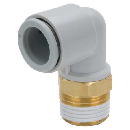 Smc KQ2L12-03AS - Push-Fit Elbow Fitting, Push-to-Connect x MBSPT, 12mm Tube OD, 3/8 in Pipe Size, Plastic