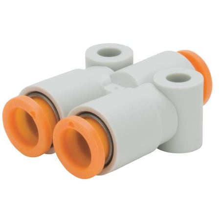 Smc KQ2U04-00A - Push-Fit Wye Fitting, Push-to-Connect x Push-to-Connect x Push-to-Connect, 4mm Tube OD, Plastic