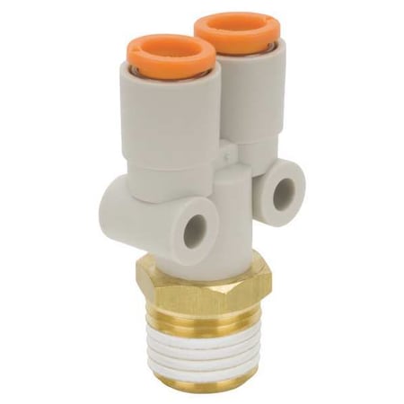 Smc KQ2U05-01AS - Push-Fit Wye Fitting, Push-to-Connect x Push-to-Connect x MBSPT, 3/16 in Tube OD, 1/8 in Pipe Size