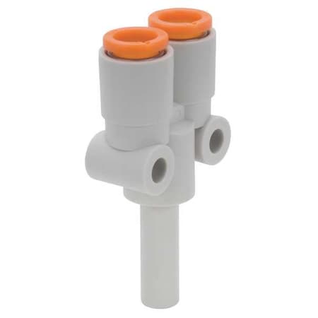 Smc KQ2U05-99A - Push-Fit Wye Fitting, Push-to-Connect x Push-to-Connect x Push-to-Connect, 3/16 in Tube OD, Plastic