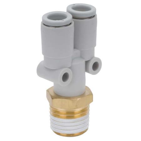 Smc KQ2U10-04AS - Push-Fit Wye Fitting, Push-to-Connect x Push-to-Connect x MBSPT, 10mm Tube OD, 1/2 in Pipe Size