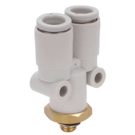 Smc KQ2U06-M5A - Push-Fit Wye Fitting, Push-to-Connect x Push-to-Connect x Metric, 6mm Tube OD, 5 mm Pipe Size