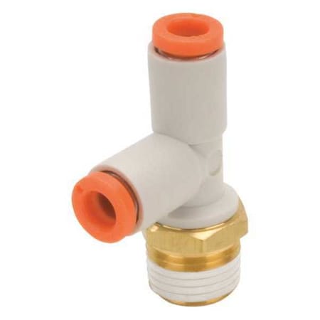 Smc KQ2Y11-36AS - Push-Fit Tee Fitting, MNPT x Push-to-Connect x Push-to-Connect, 3/8 in Tube OD, 3/8 in Pipe Size