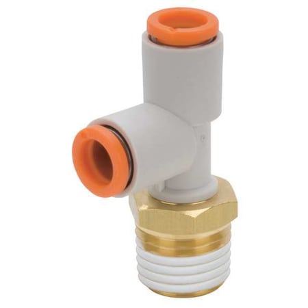 Smc KQ2Y03-35AS - Push-Fit Tee Fitting, MNPT x Push-to-Connect x Push-to-Connect, 5/32 in Tube OD, 1/4 in Pipe Size