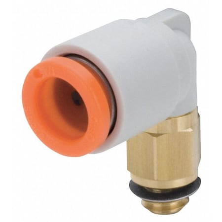 Smc KQ2L04-M5A - Push-Fit Elbow Fitting, Push-to-Connect x Male Metric, 4mm Tube OD, 5 mm Pipe Size, Plastic
