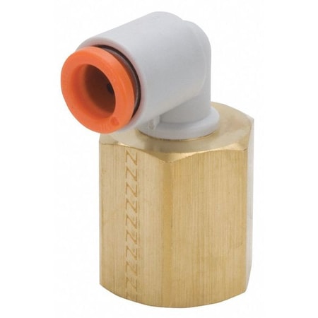 Smc KQ2LF07-35A - Push-Fit Elbow Fitting, Push-to-Connect x FNPT, 1/4 in Tube OD, 1/4 in Pipe Size, Plastic