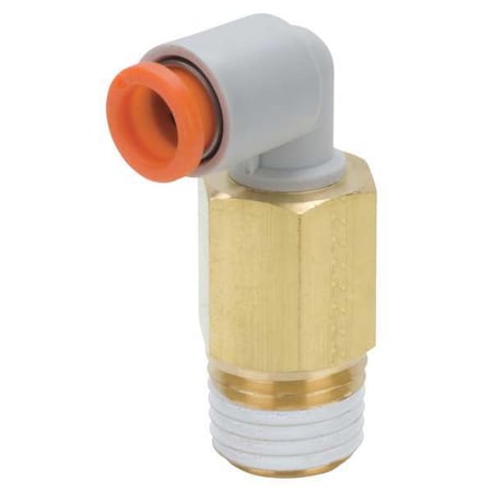 Smc KQ2W09-36AS - Push-Fit Elbow Fitting, Push-to-Connect x MNPT, 5/16 in Tube OD, 3/8 in Pipe Size, Plastic