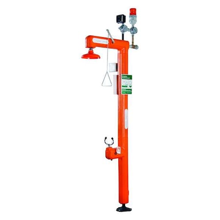 Guardian Equipment GFR3107 - Shower with Eyewash, Floor Mount, Galvanized Steel Pipe, 114 in H, No Bowl Bowl, Orange