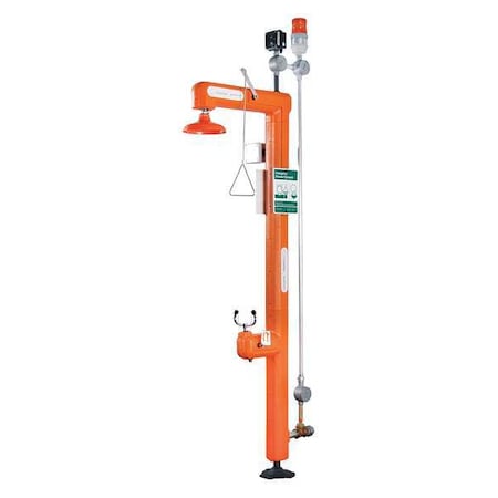 Guardian Equipment GFR3117 - Shower with Eyewash, Floor Mount, Galvanized Steel Pipe, 114 in H, No Bowl Bowl, Orange