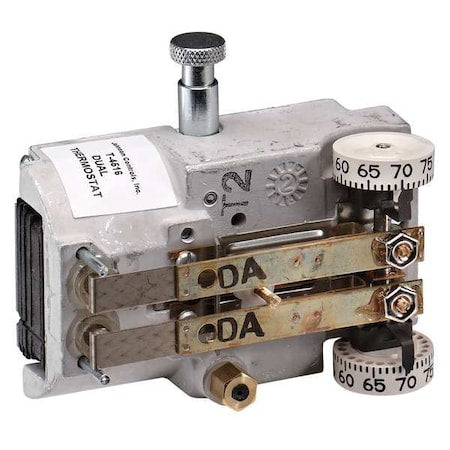 Johnson Controls T-4752-205 - Pneumatic Thermostat, Single Temperature, Heating and Cooling, 2 Pipe, Horizontal, 5/32 in Barb