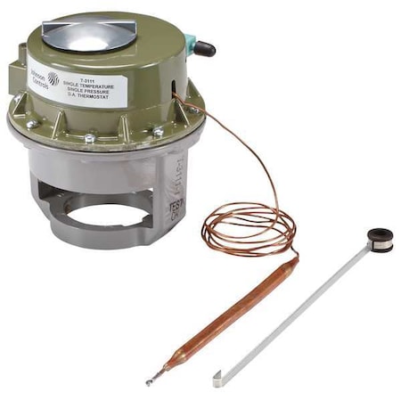 Johnson Controls T-3311-1 - Pneumatic Thermostat, Dual Temperature, Heating and Cooling, Vertical, 1/4 in Barb, 0 to 25 psi