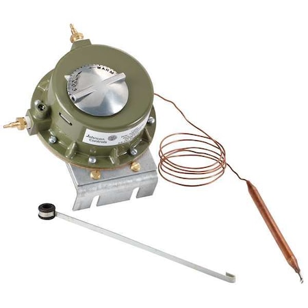 Johnson Controls T-3300-1 - Pneumatic Thermostat, Dual Temperature, Heating and Cooling, Vertical, 1/4 in Barb, 0 to 25 psi