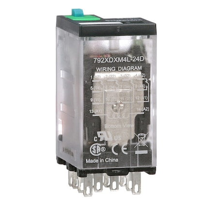 Schneider Electric 792XDXM4L-24D - Plug-In, General Purpose Relay, Square, 6 A, 14 Pins, Faston Connector