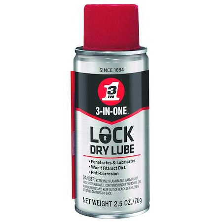 3-In-One 120077 - Dry Lubricant, 5 oz, Aerosol Spray Can, Mineral Oil Base, 500 Degrees F Max Op Temp, Not Rated, Colorless