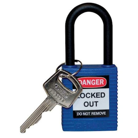 Brady 123325 - Lockout Padlock, Keyed Different, Nylon, Blue, 1 1/2 in Shackle Height, 1 1/2 in Body Width