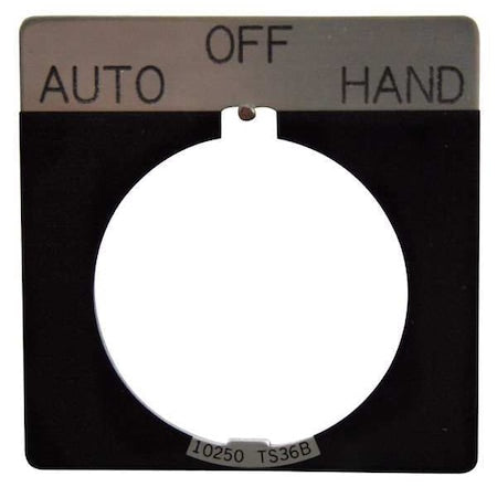 Eaton 10250TS49 - Legend Plate,Auto-Off-Hand,Wht/Blk,Square