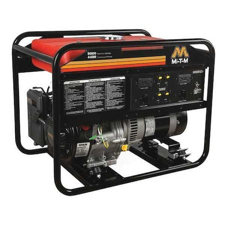 Mi-T-M GEN-5000-0MK0 - Portable Generator, Gasoline, 4,400 W Rated, 5,000 W Surge, Recoil Start, 120/240 V AC, 36.7/18.3 A