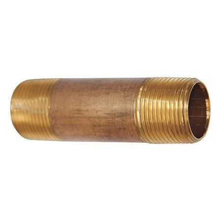 461-100 - 1/4" MNPT x 10" TBE Red Brass Pipe Nipple Sch 40