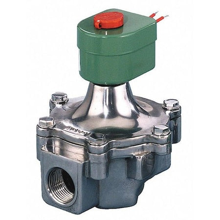 Asco 8215C063 - Solenoid Valve, 2-Way, 2-Position, Normally Open, 1-1/4 in Pipe Size, 120 V AC, High Flow, Aluminum