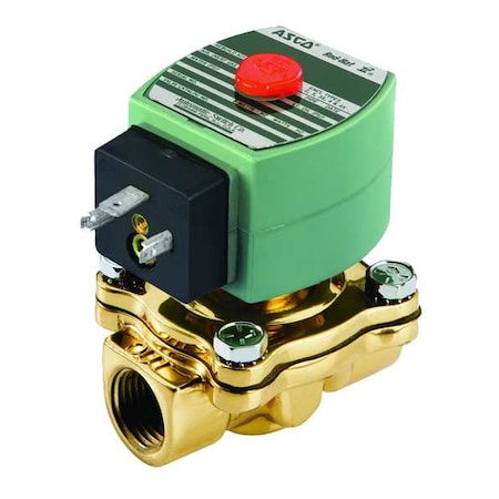 Asco SC8210G035 - Solenoid Valve, 2-Way, 2-Position, Normally Open, 3/4 in Pipe Size, 110/120 V AC, High Flow, Brass