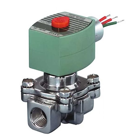 Asco 8215G020 - Solenoid Valve, 2-Way, 2-Position, Normally Closed, 1/2 in Pipe Size, 12 V DC, High Flow, Aluminum