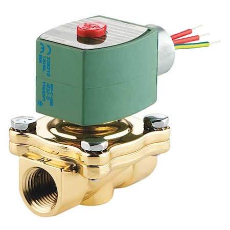 Asco HT8210G009 - Solenoid Valve, 2-Way, 2-Position, Normally Closed, 3/4 in Pipe Size, 120 V AC, High Flow, Brass