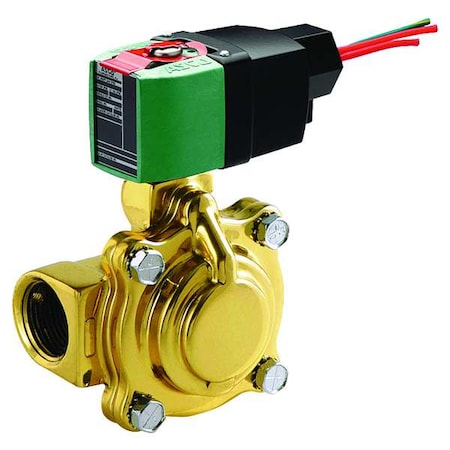 Asco 8210P008 - Solenoid Valve, 2-Way, 2-Position, Normally Closed, 1-1/4 in Pipe Size, 100 V to 240 V AC/DC, Brass