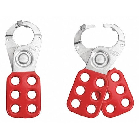 American Lock ALO80 - Lockout Hasp, Red, Steel, 6 Max. No. of Padlocks, 9/32 in Max. Shackle Dia., 1 in Jaw Clearance